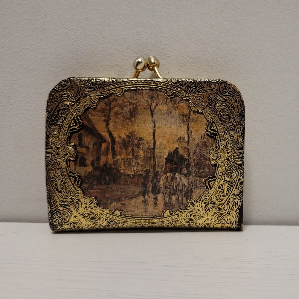 Rare Vintage Florentine Gold Embossed Italian Leather Coin Purse